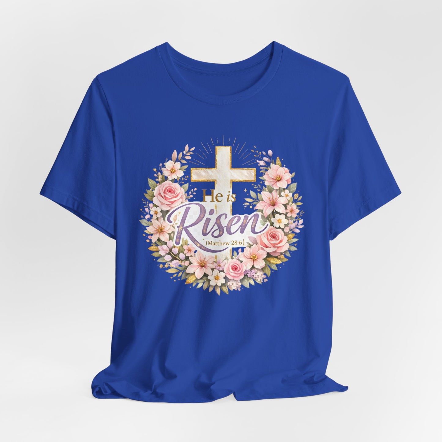 He Is Risen Floral Cross T-Shirt