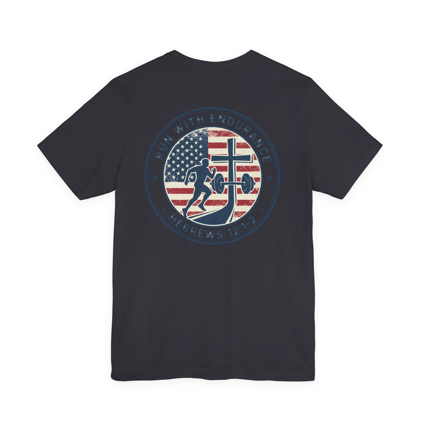 Hebrews 12:1-2 'Run With Endurance' T-Shirt — Inspirational Christian Tee