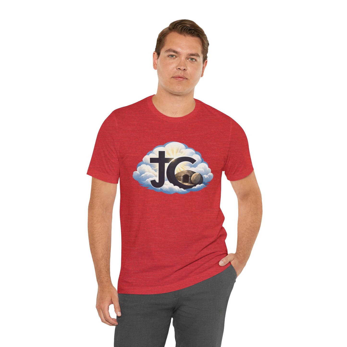 Jesus Christ (JC) Cross Tee — Crucified, Risen & Coming Again