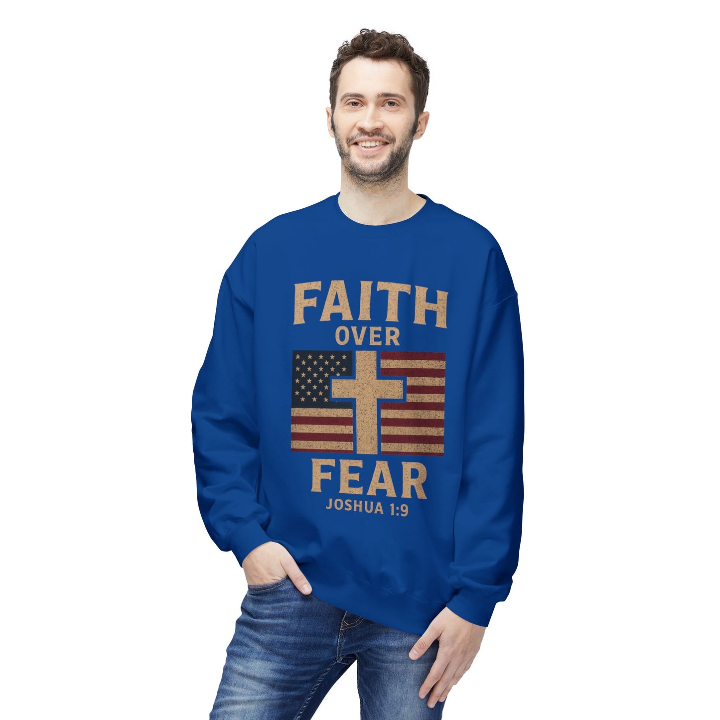 Faith Over Fear Christian Cross Sweatshirt