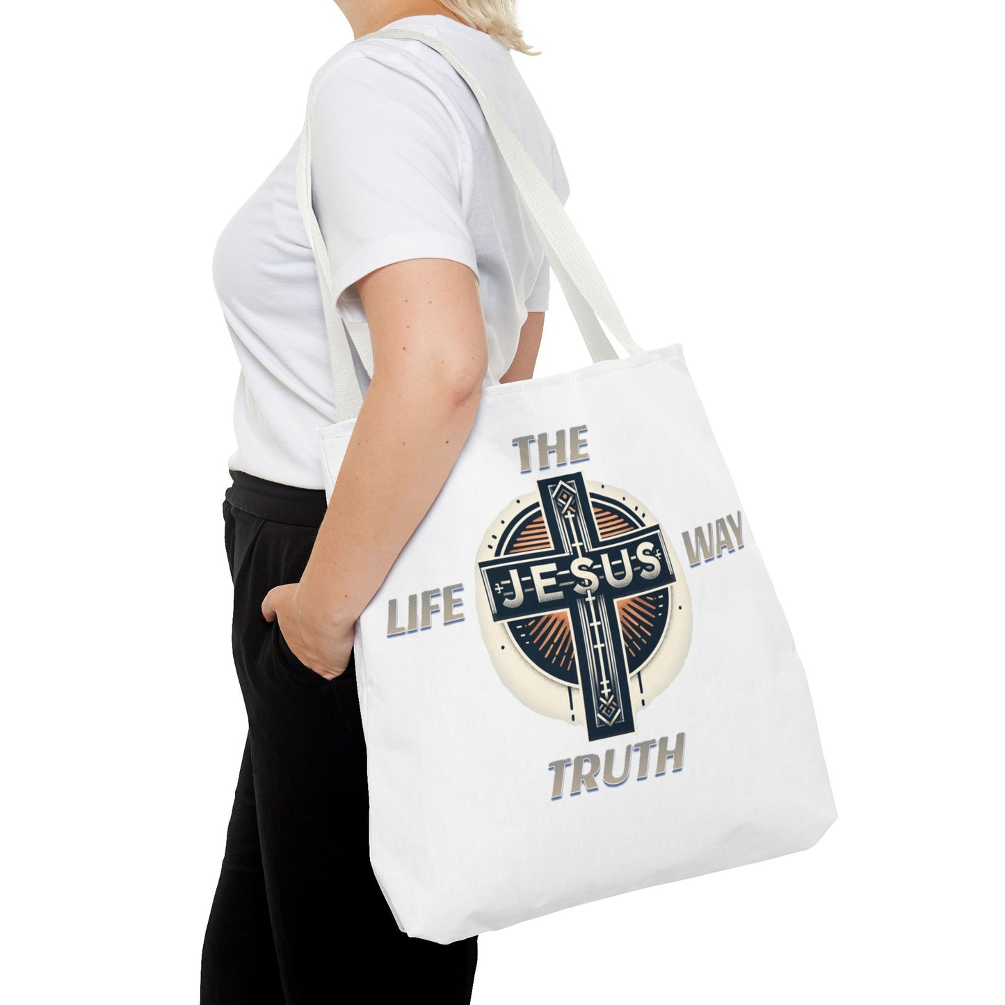 Tote Bag (AOP)"JESUS IS THE WAY TRUTH LIFE"
