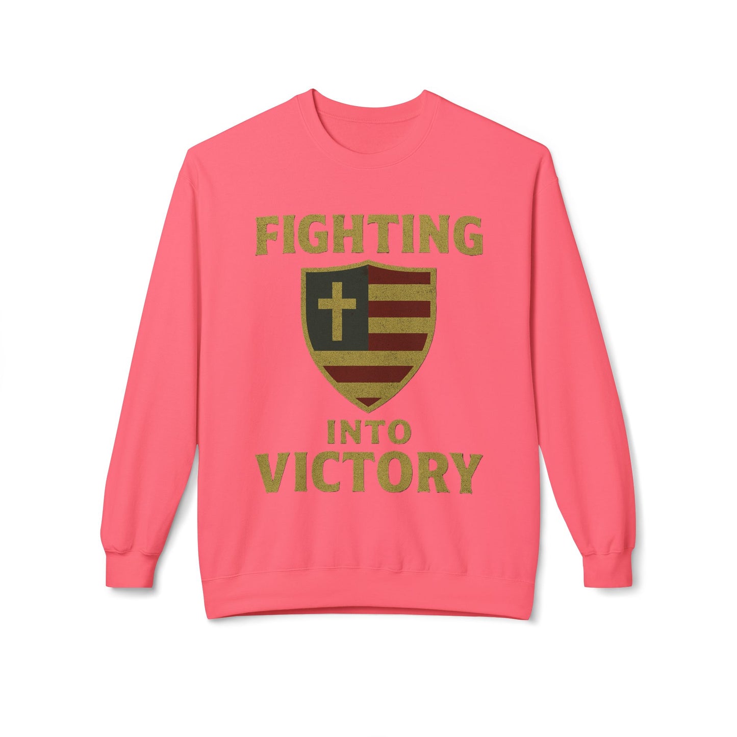 Christian Cross Shield Sweatshirt - Fighting into Victory