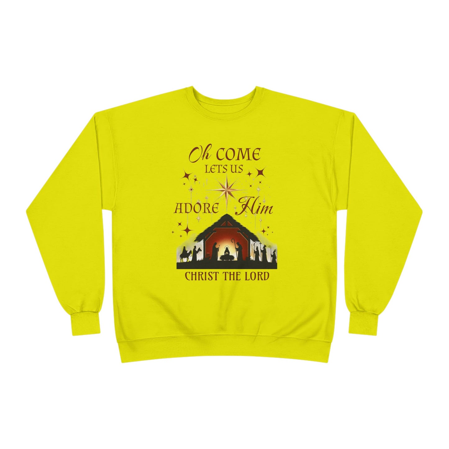 Christmas Nativity Unisex Sweatshirt with 'Oh come let us adore him, Christ the Lord' Design