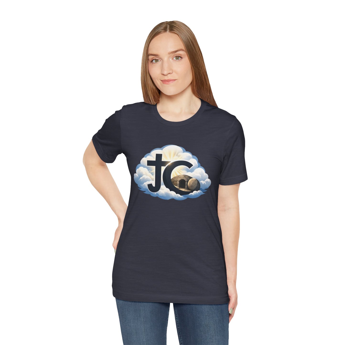 Jesus Christ (JC) Cross Tee — Crucified, Risen & Coming Again