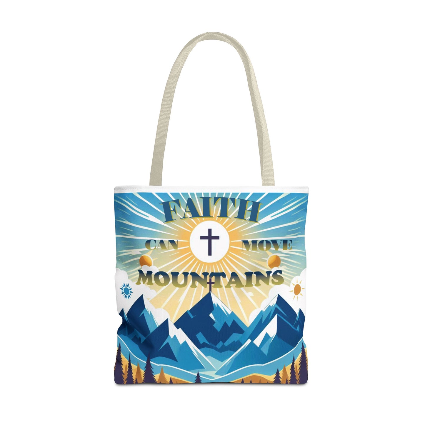 "FAITH CAN MOVE MOUNTAINS" Tote Bag (AOP)