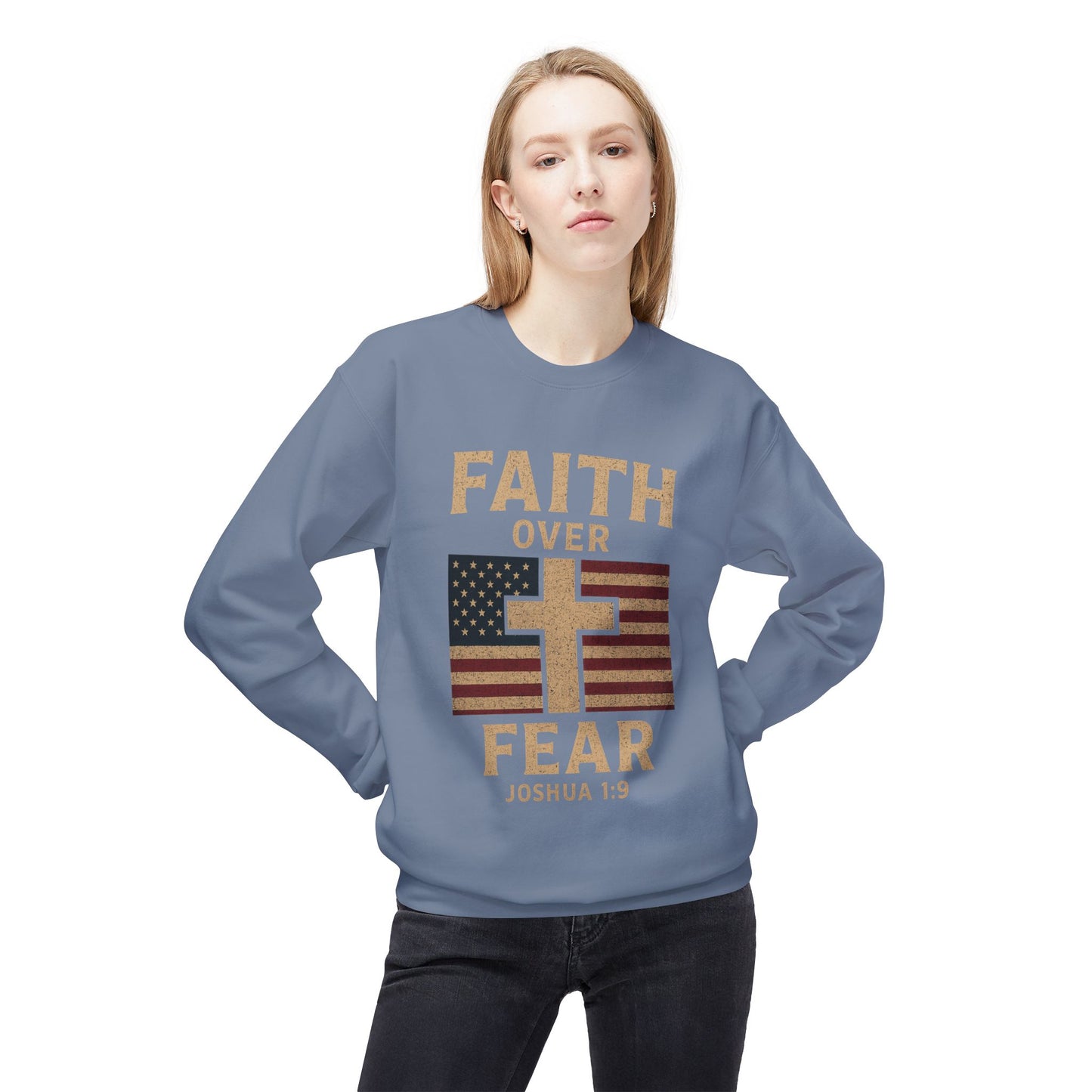 Faith Over Fear Christian Cross Sweatshirt