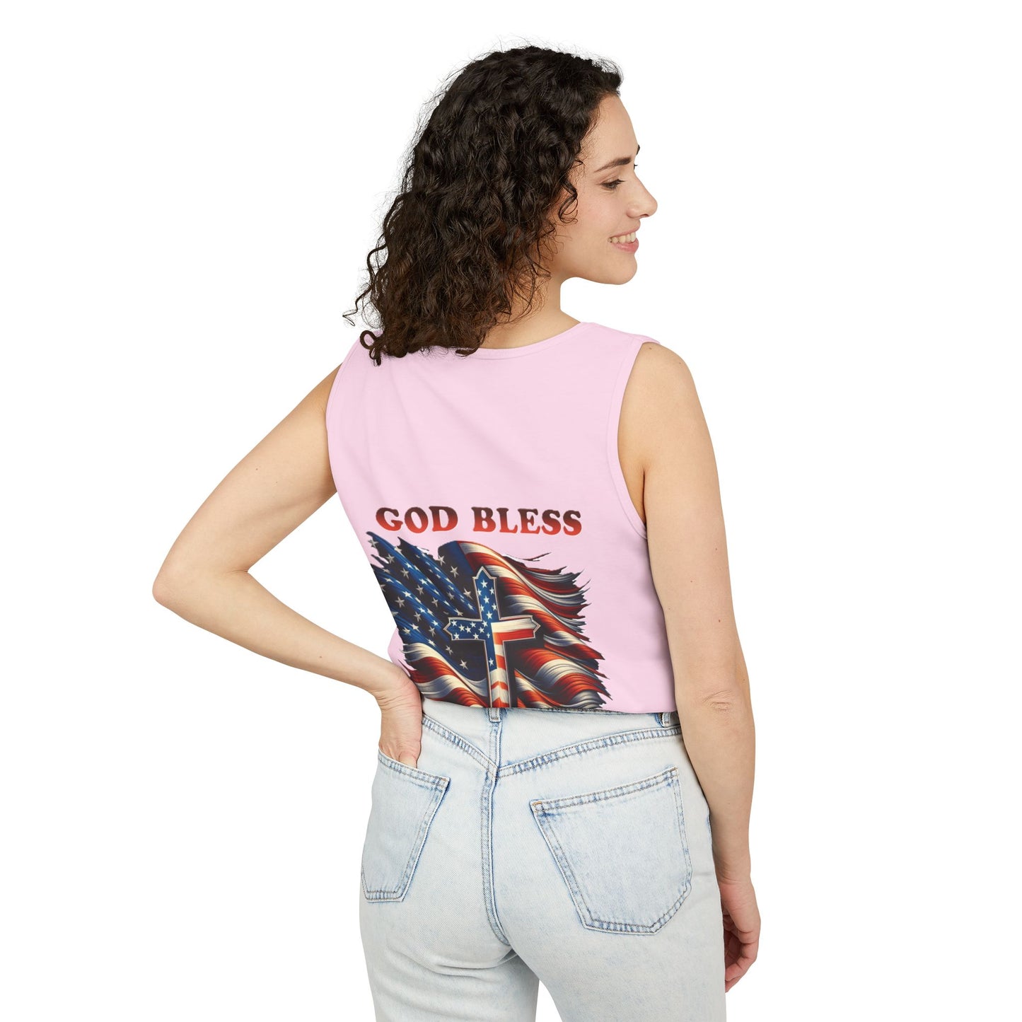 Unisex Garment-Dyed Tank Top "GOD BLESS AMERICA"