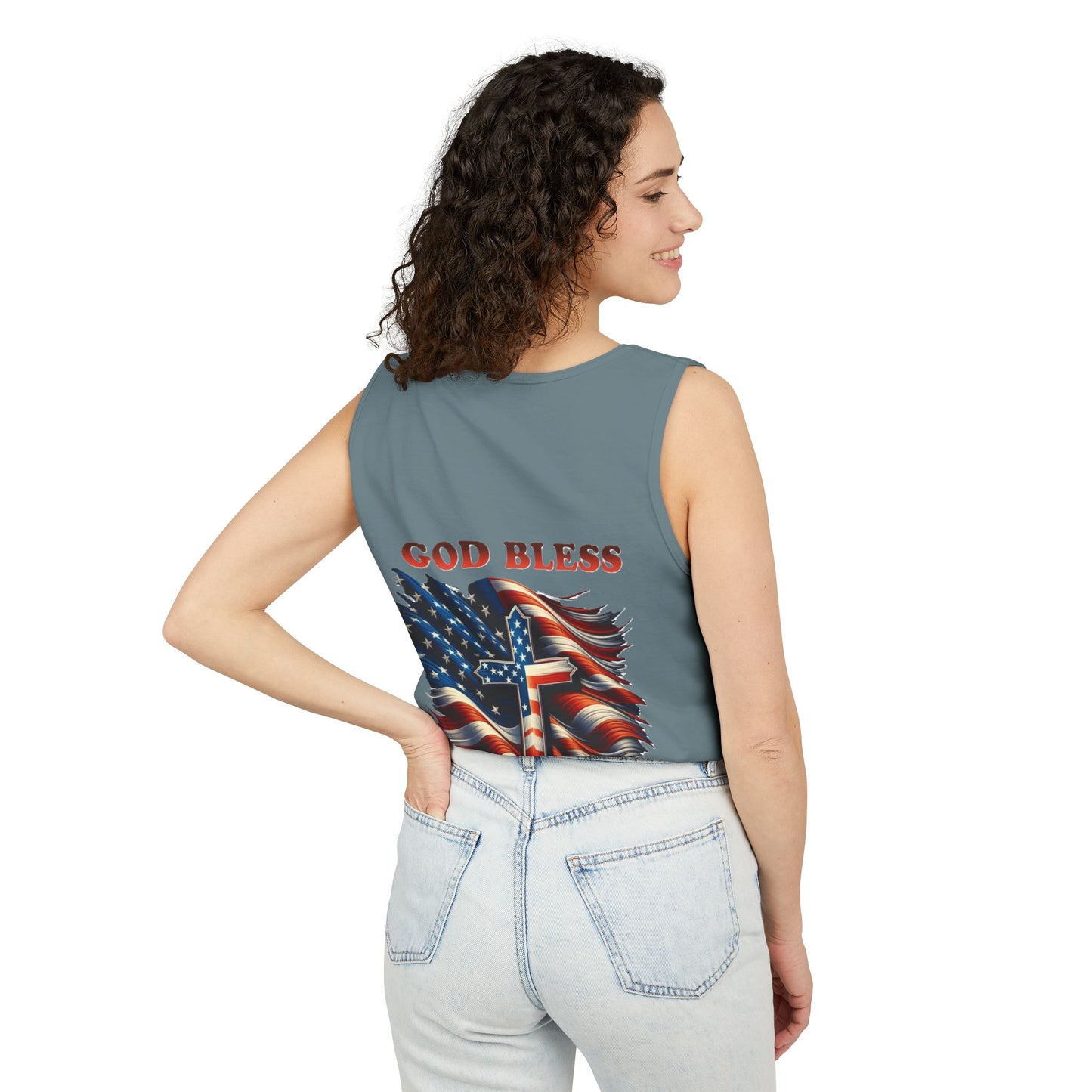 Unisex Garment-Dyed Tank Top "GOD BLESS AMERICA"