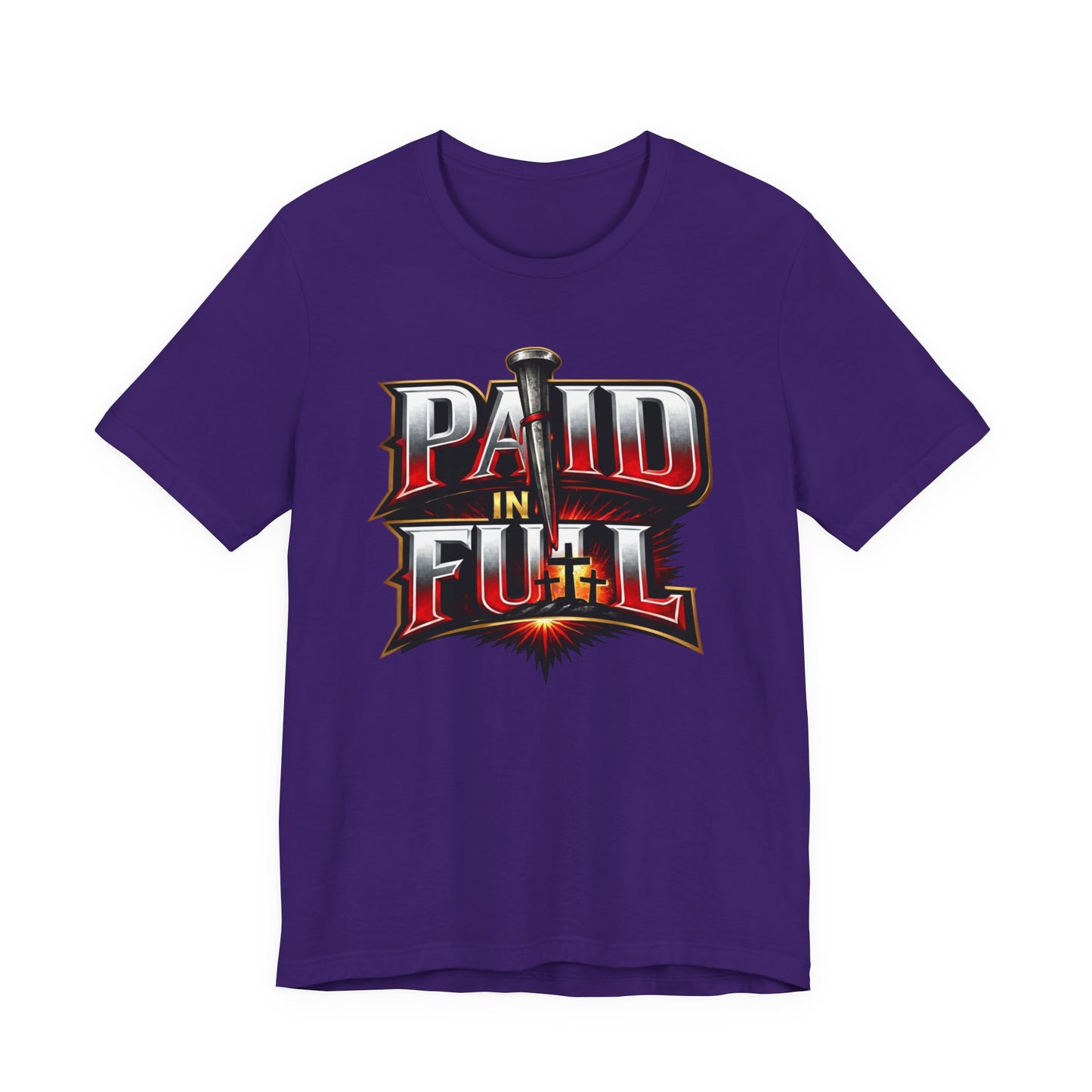 Paid In Full Christian Cross T-Shirt — Nail & Triple Cross Graphic