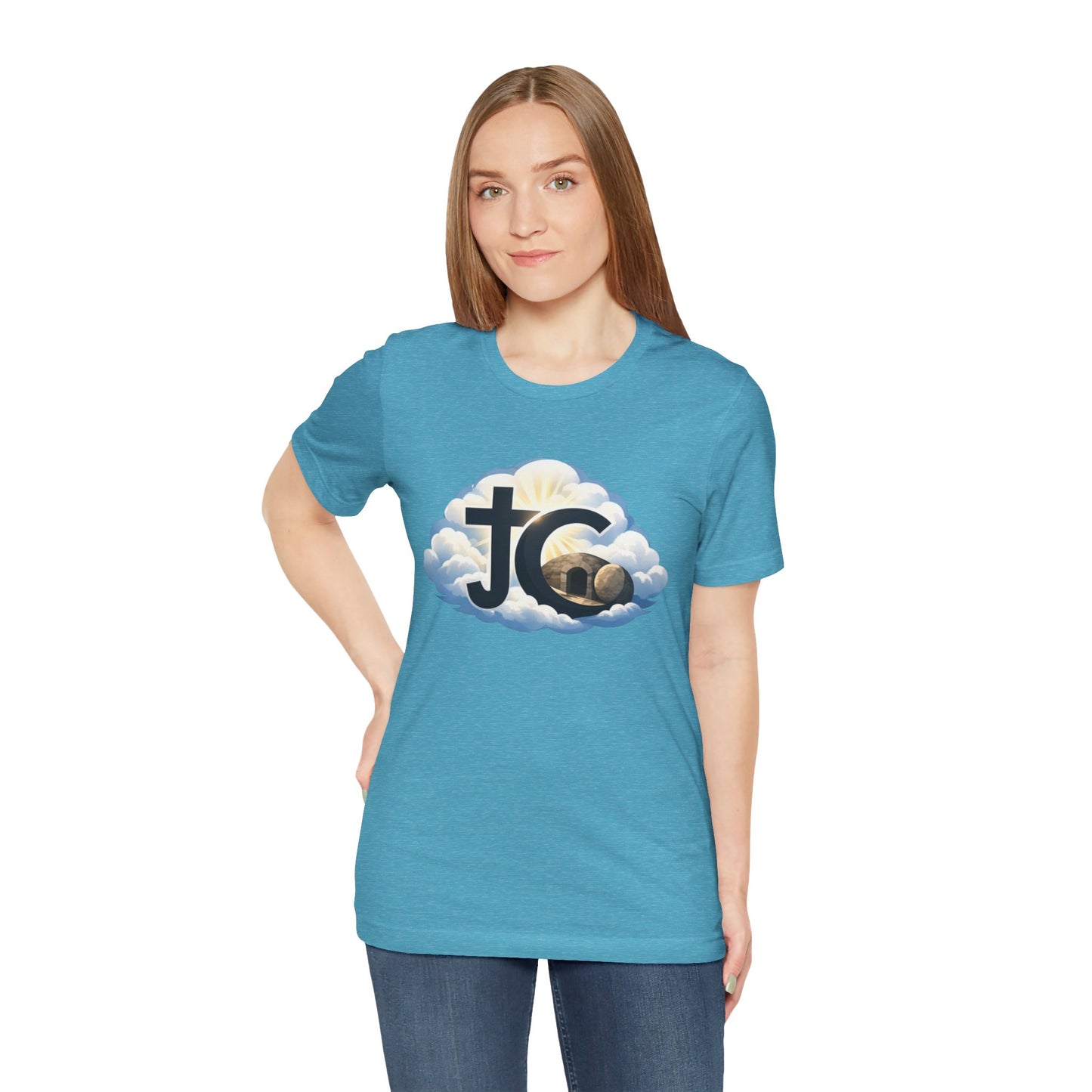 Jesus Christ (JC) Cross Tee — Crucified, Risen & Coming Again