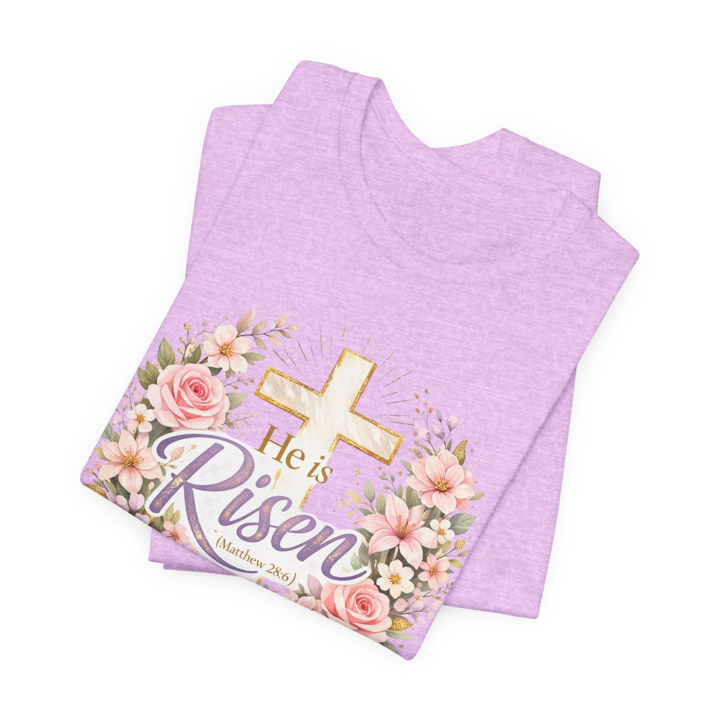 He Is Risen Floral Cross T-Shirt