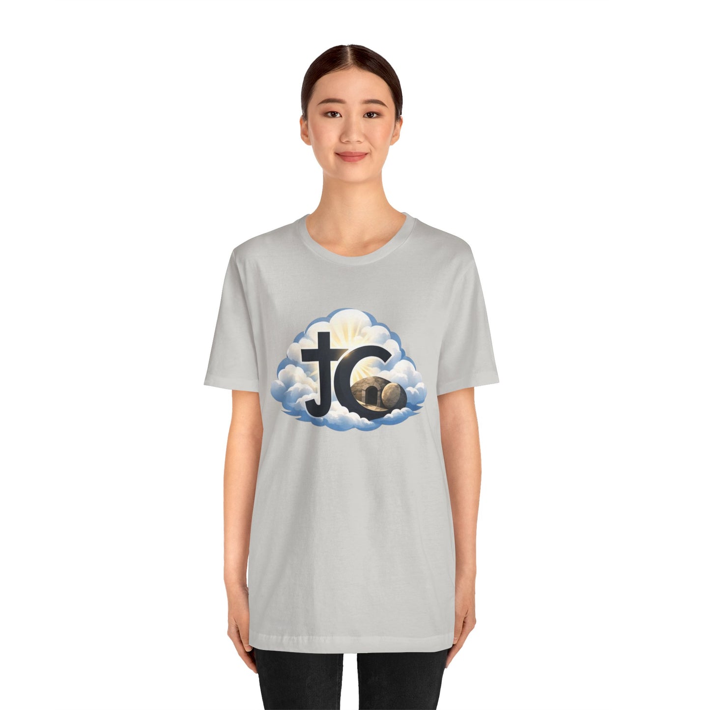 Jesus Christ (JC) Cross Tee — Crucified, Risen & Coming Again