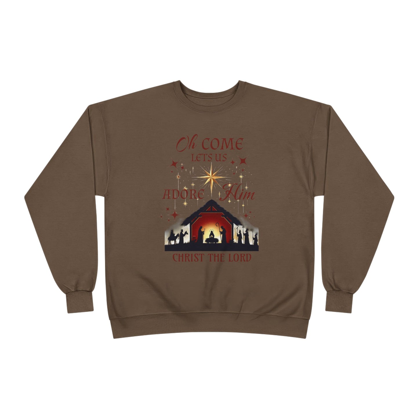 Christmas Nativity Unisex Sweatshirt with 'Oh come let us adore him, Christ the Lord' Design