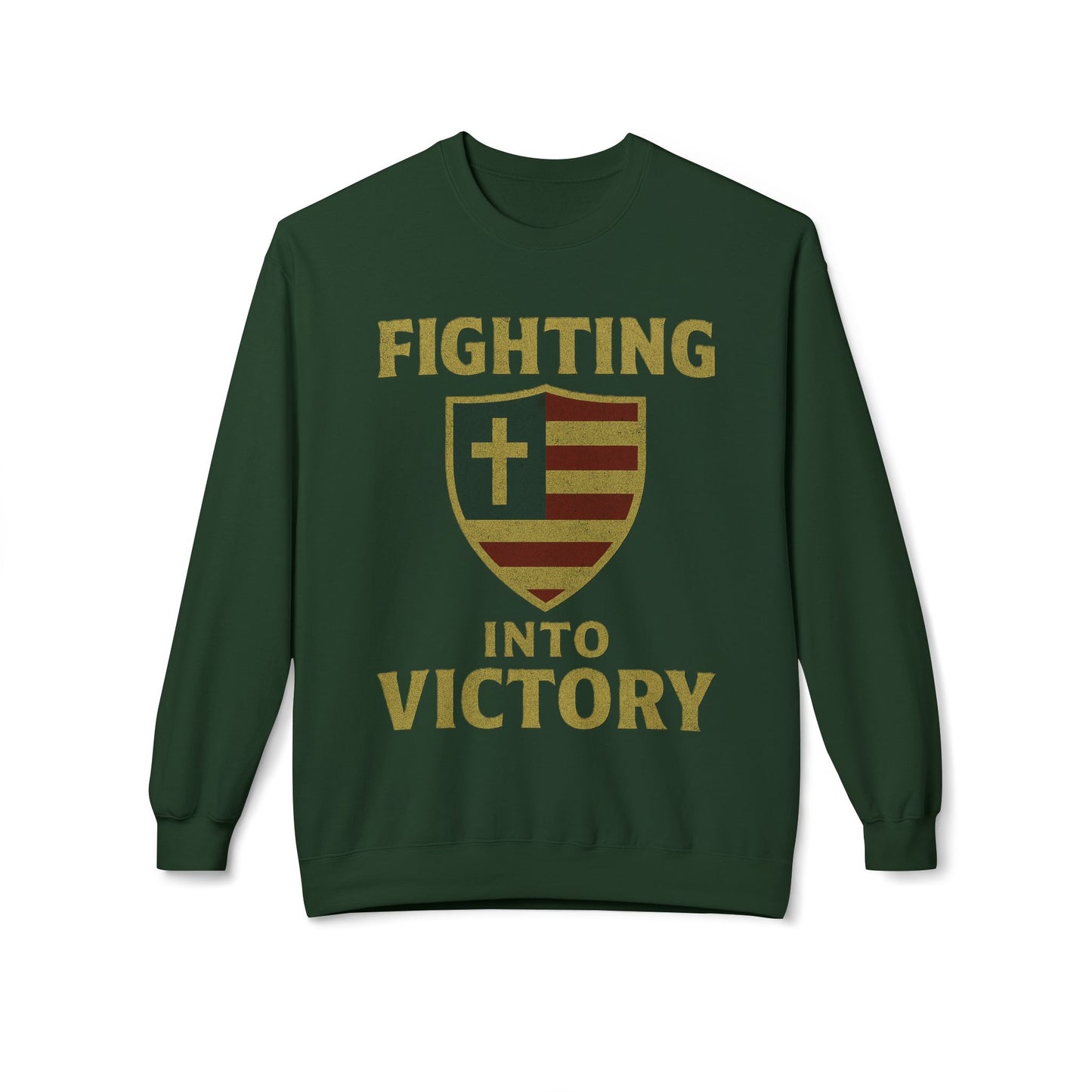 Christian Cross Shield Sweatshirt - Fighting into Victory