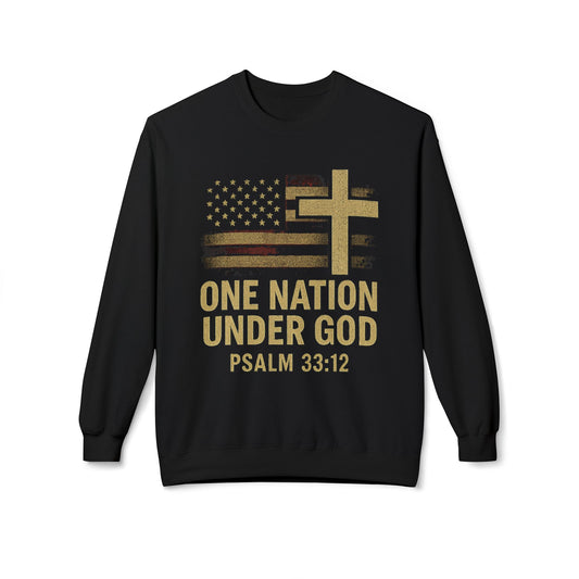 Christian Sweatshirt - Psalm 33:12 'One Nation Under God'