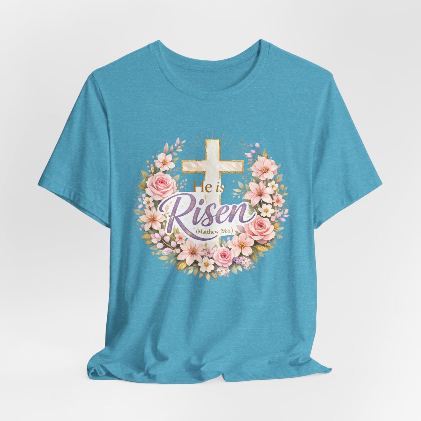 He Is Risen Floral Cross T-Shirt