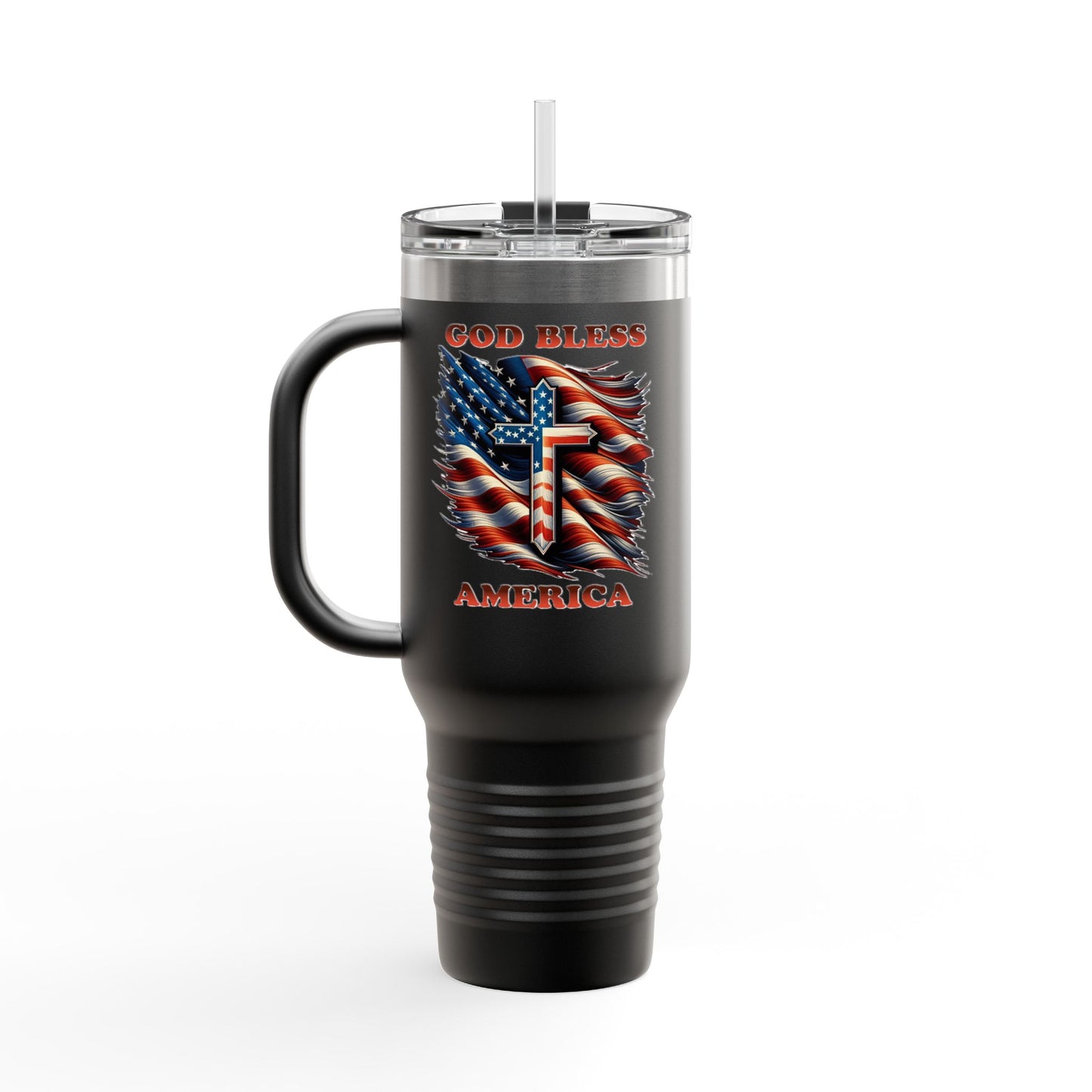 Insulated Travel Mug, 40oz "GOD BLESS AMERICA"