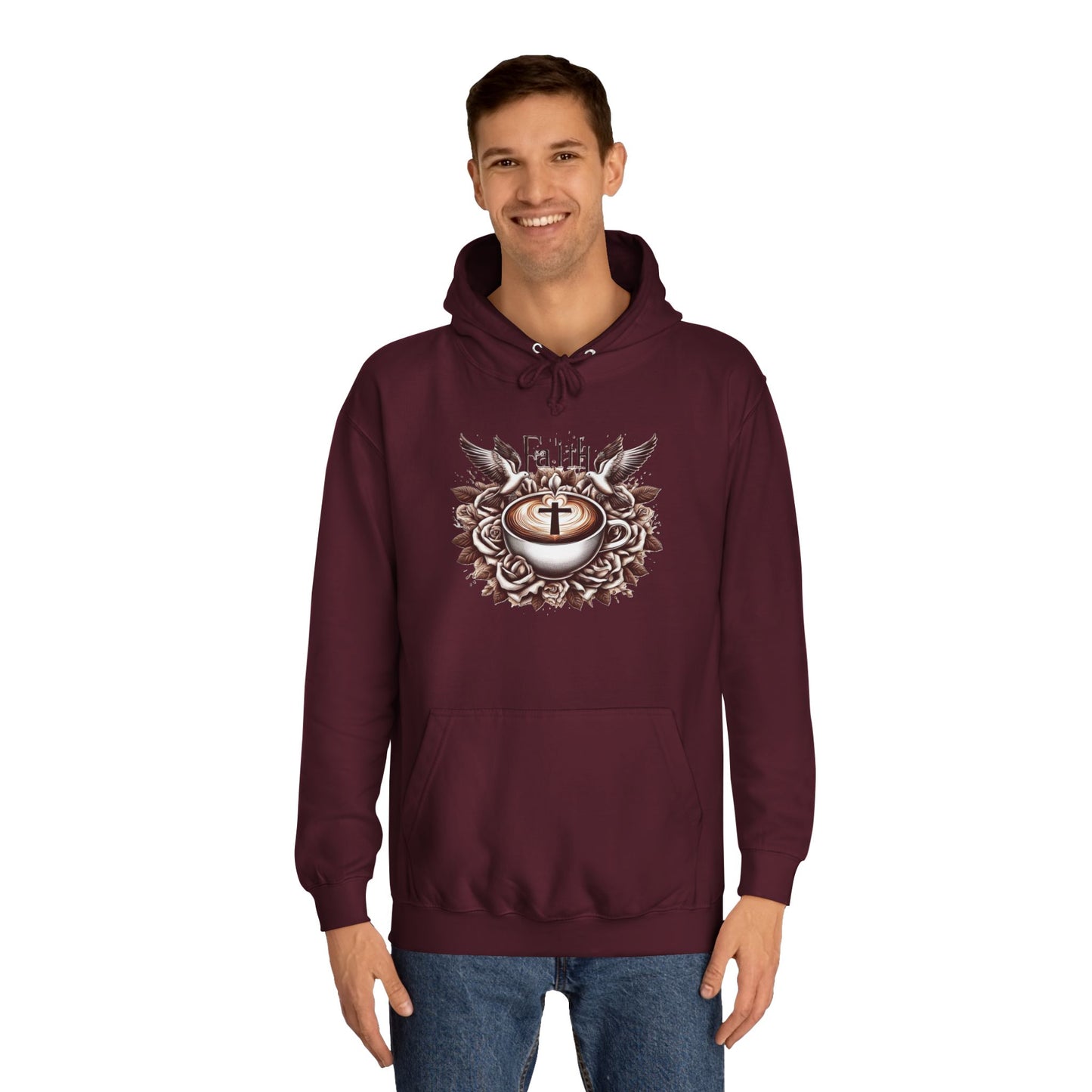 Unisex College Hoodie "Faith and Coffee"