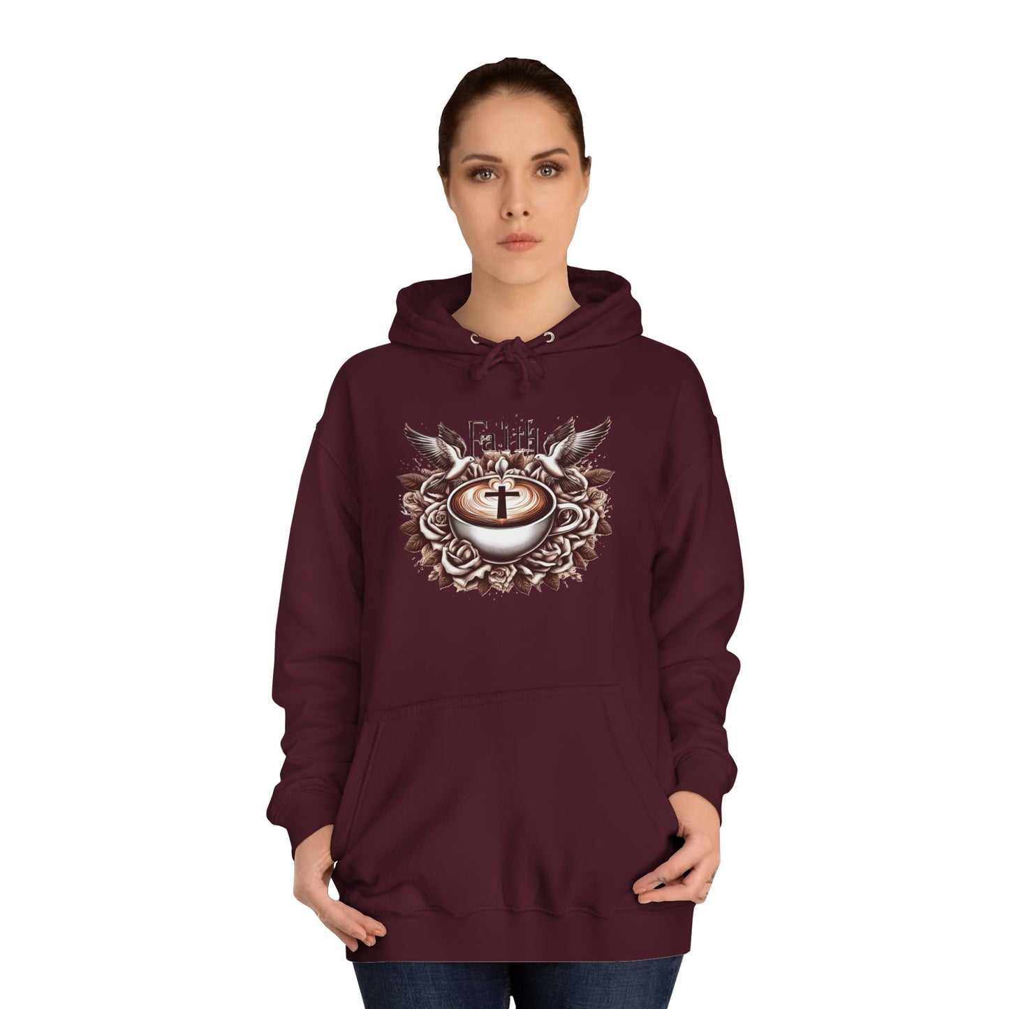 Unisex College Hoodie "Faith and Coffee"
