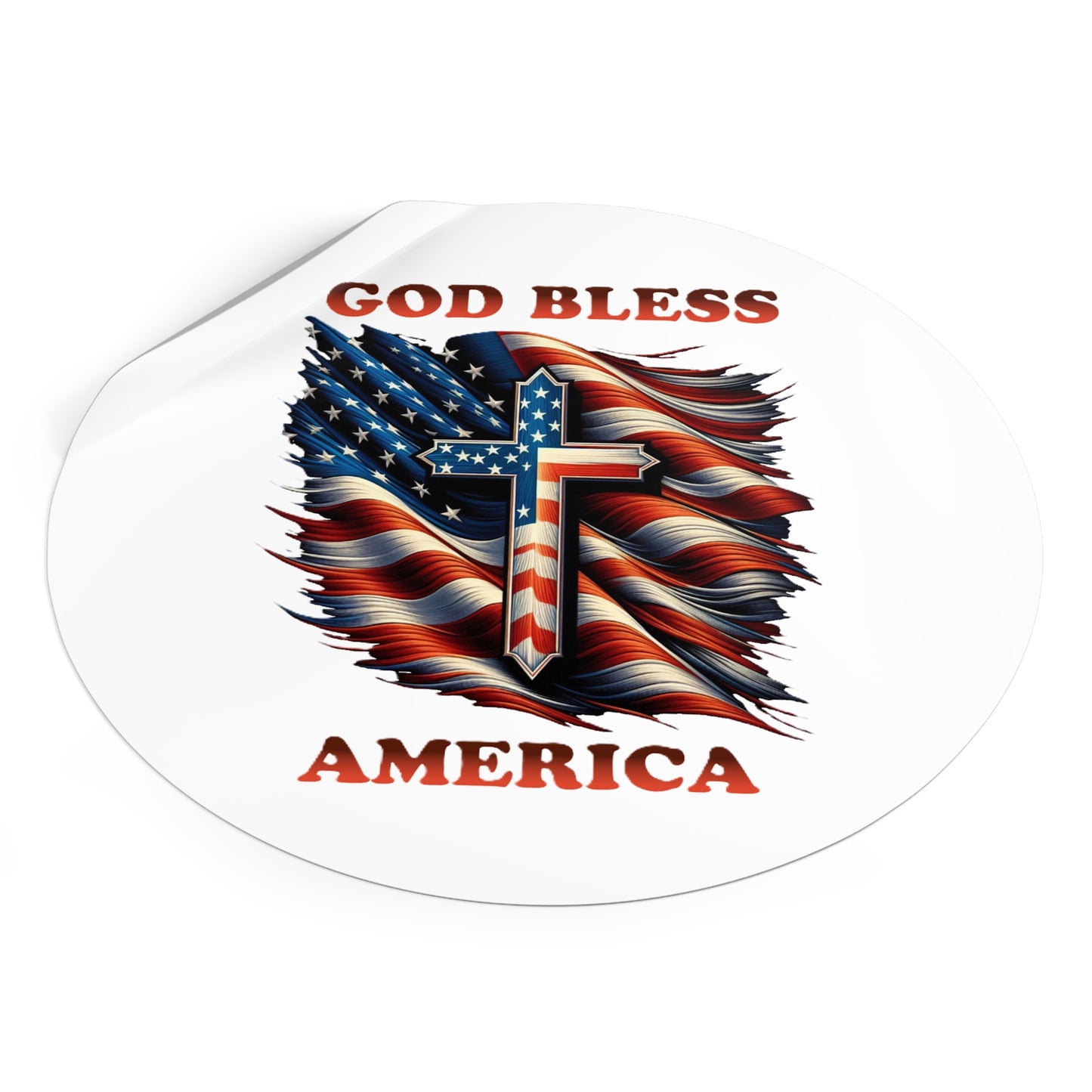 Round Vinyl Stickers "GOD BLESS AMERICA"