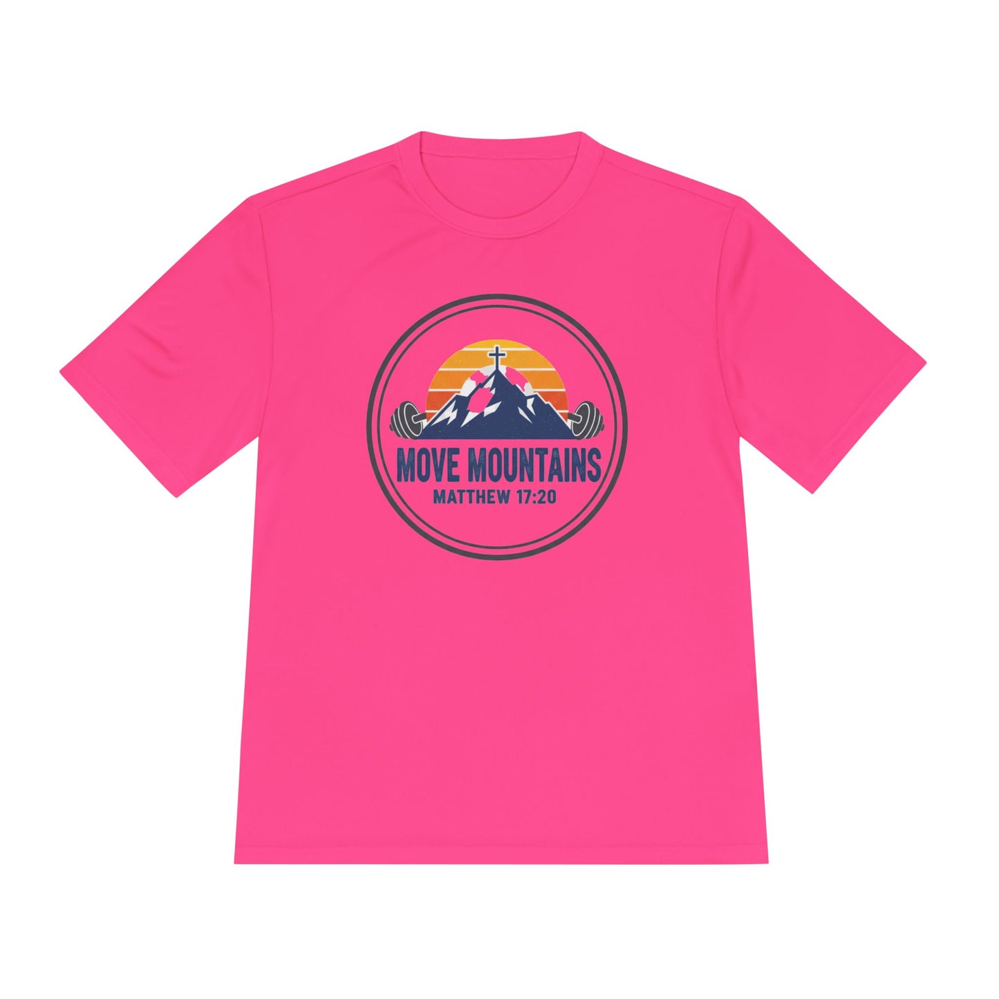 Matthew 17:20 'Move Mountains' Workout Tee — Moisture-Wicking Athletic Shirt