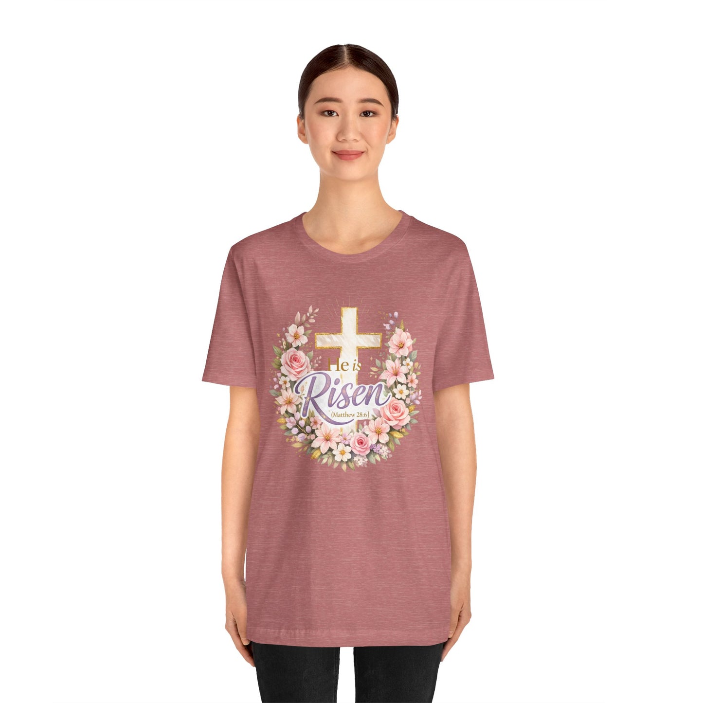 He Is Risen Floral Cross T-Shirt