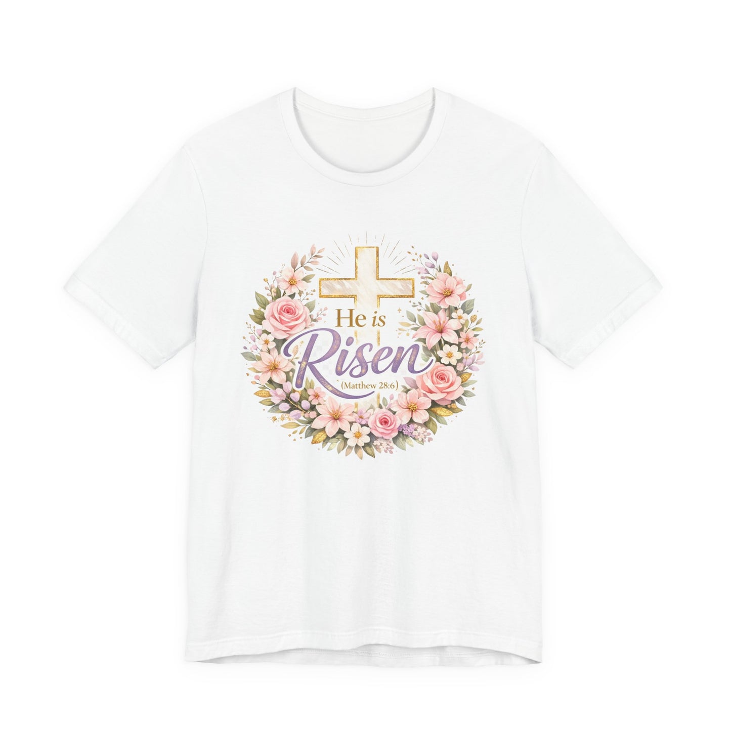 He Is Risen Floral Cross T-Shirt