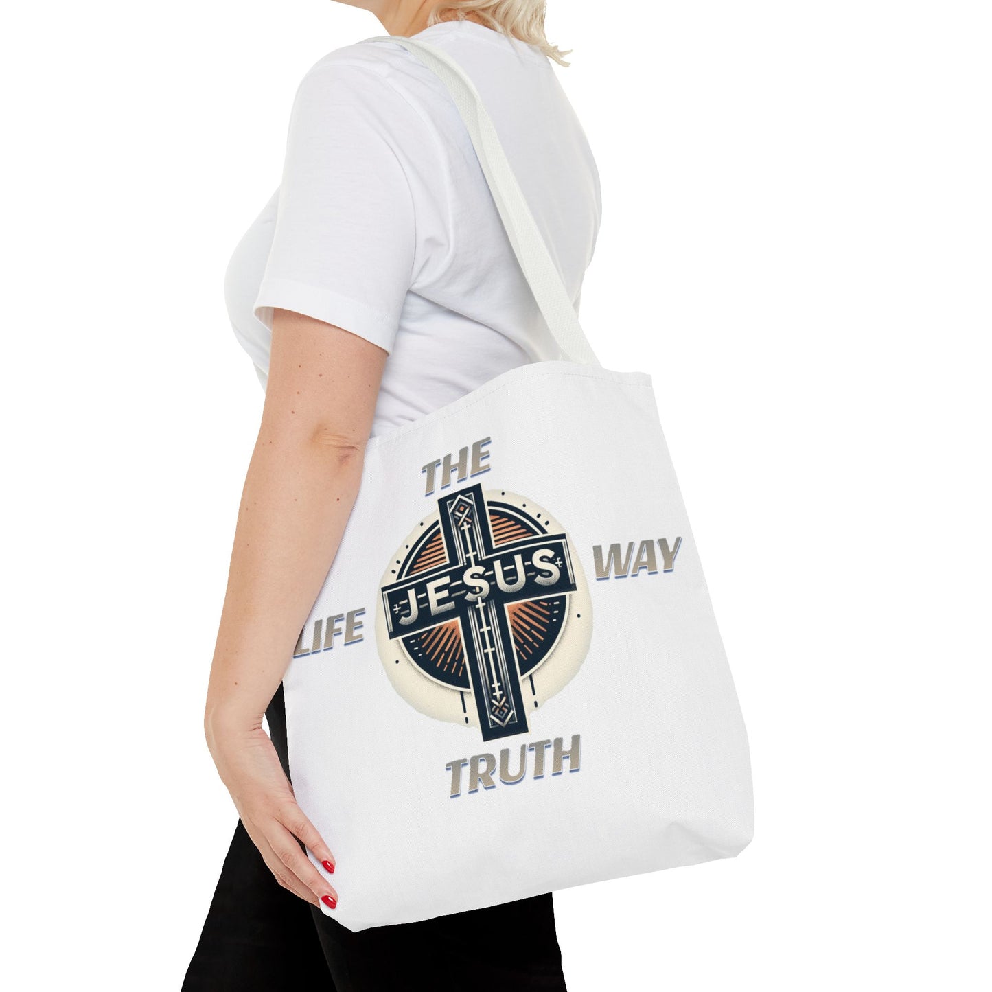 Tote Bag (AOP)"JESUS IS THE WAY TRUTH LIFE"