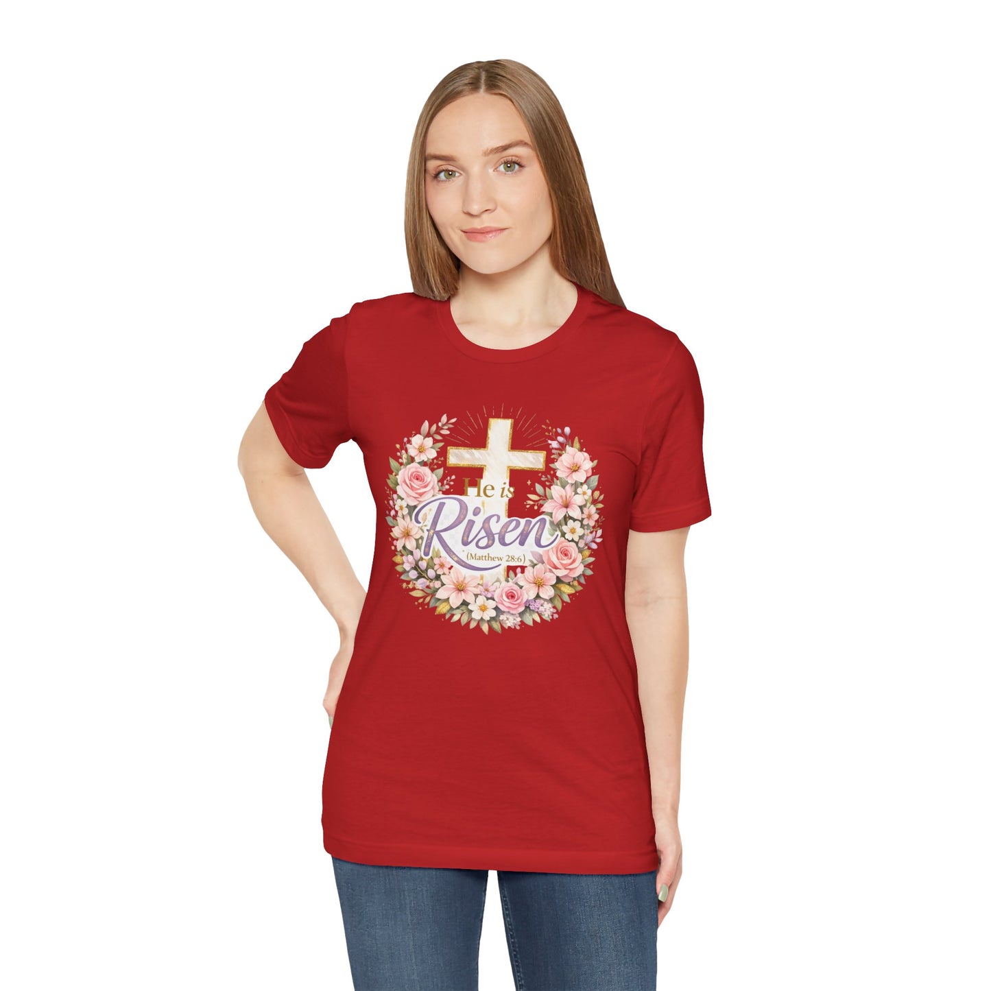 He Is Risen Floral Cross T-Shirt