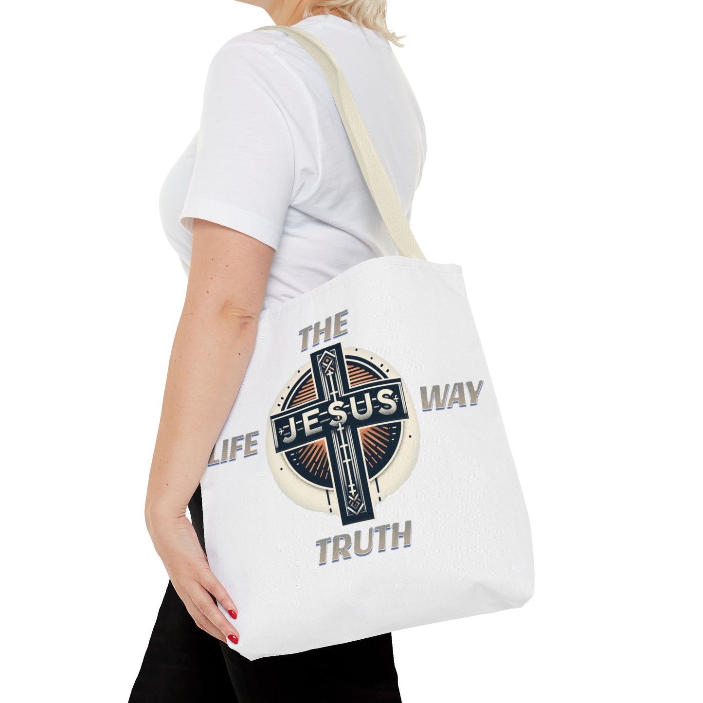 Tote Bag (AOP)"JESUS IS THE WAY TRUTH LIFE"