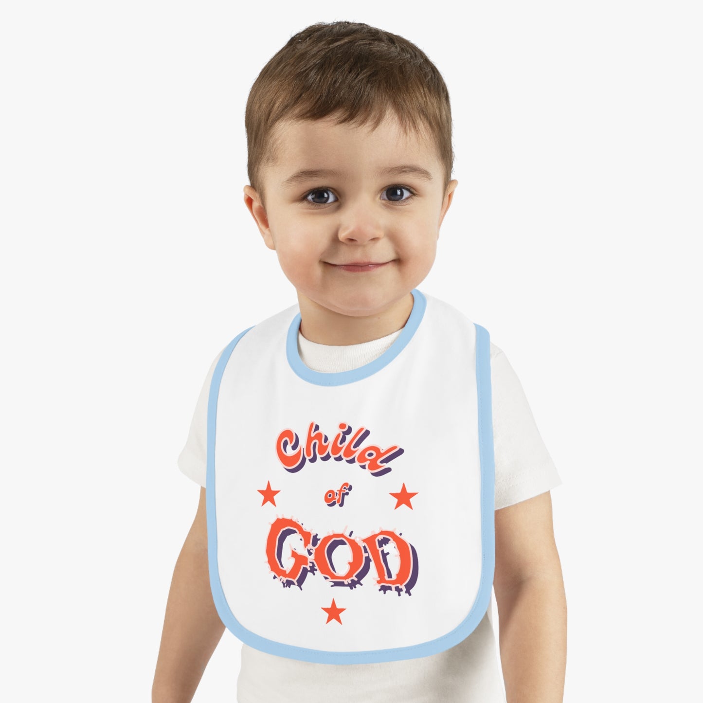Baby Contrast Trim Jersey Bib "Child of GOD"