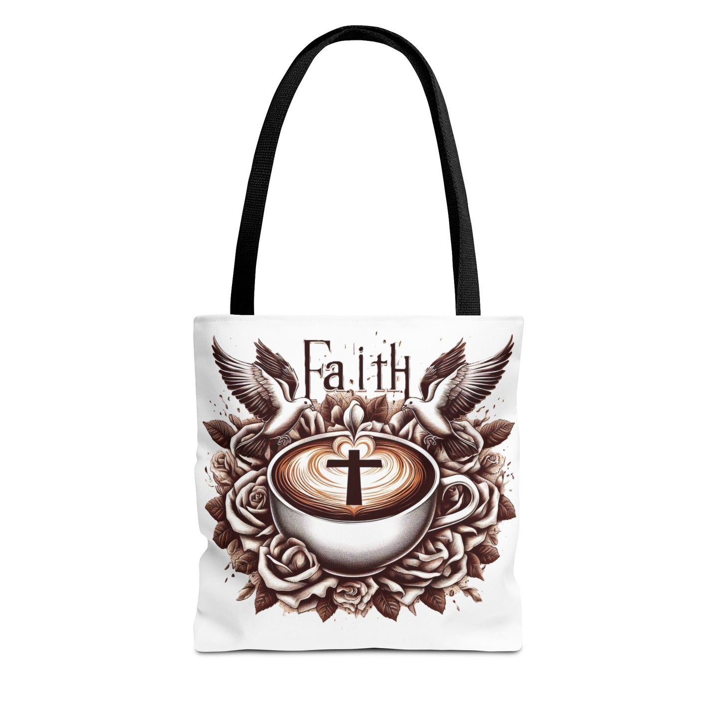 Tote Bag (AOP) "Faith and Coffee"