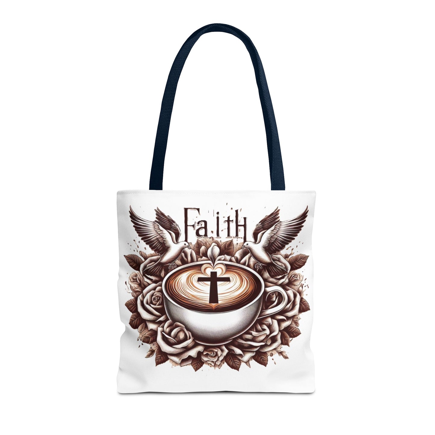 Tote Bag (AOP) "Faith and Coffee"