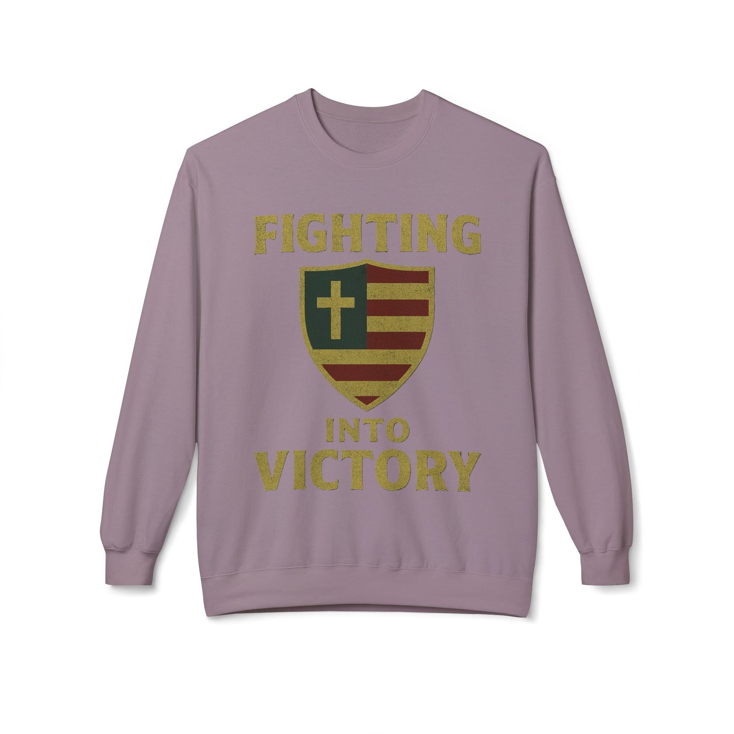 Christian Cross Shield Sweatshirt - Fighting into Victory