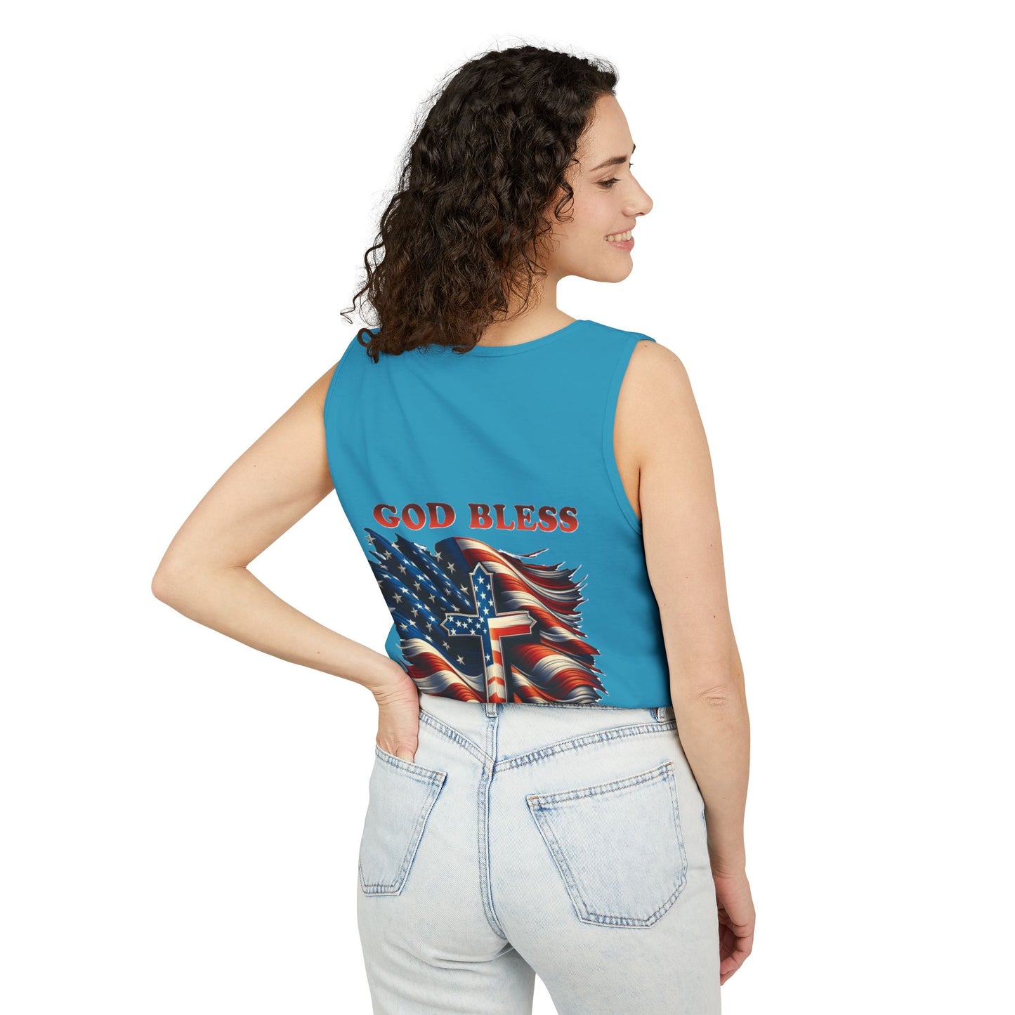 Unisex Garment-Dyed Tank Top "GOD BLESS AMERICA"