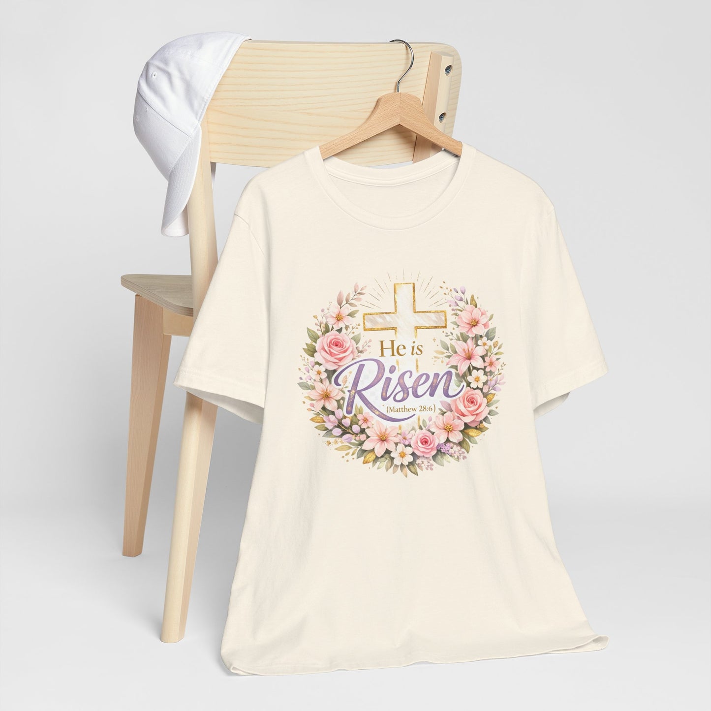He Is Risen Floral Cross T-Shirt