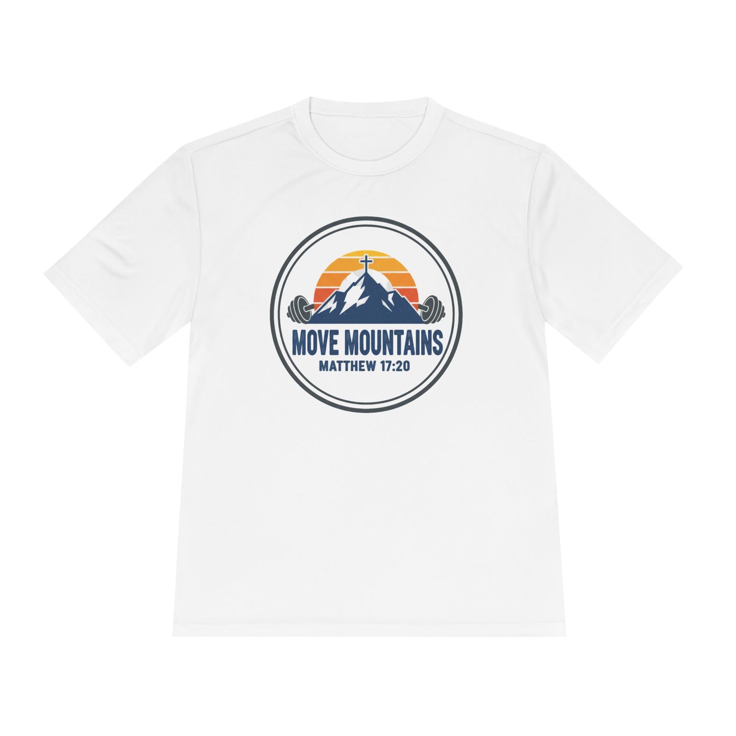 Matthew 17:20 'Move Mountains' Workout Tee — Moisture-Wicking Athletic Shirt