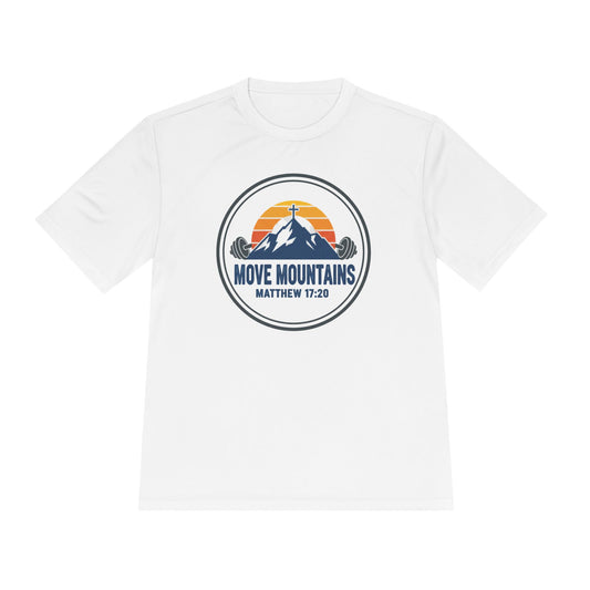 Matthew 17:20 'Move Mountains' Workout Tee — Moisture-Wicking Athletic Shirt