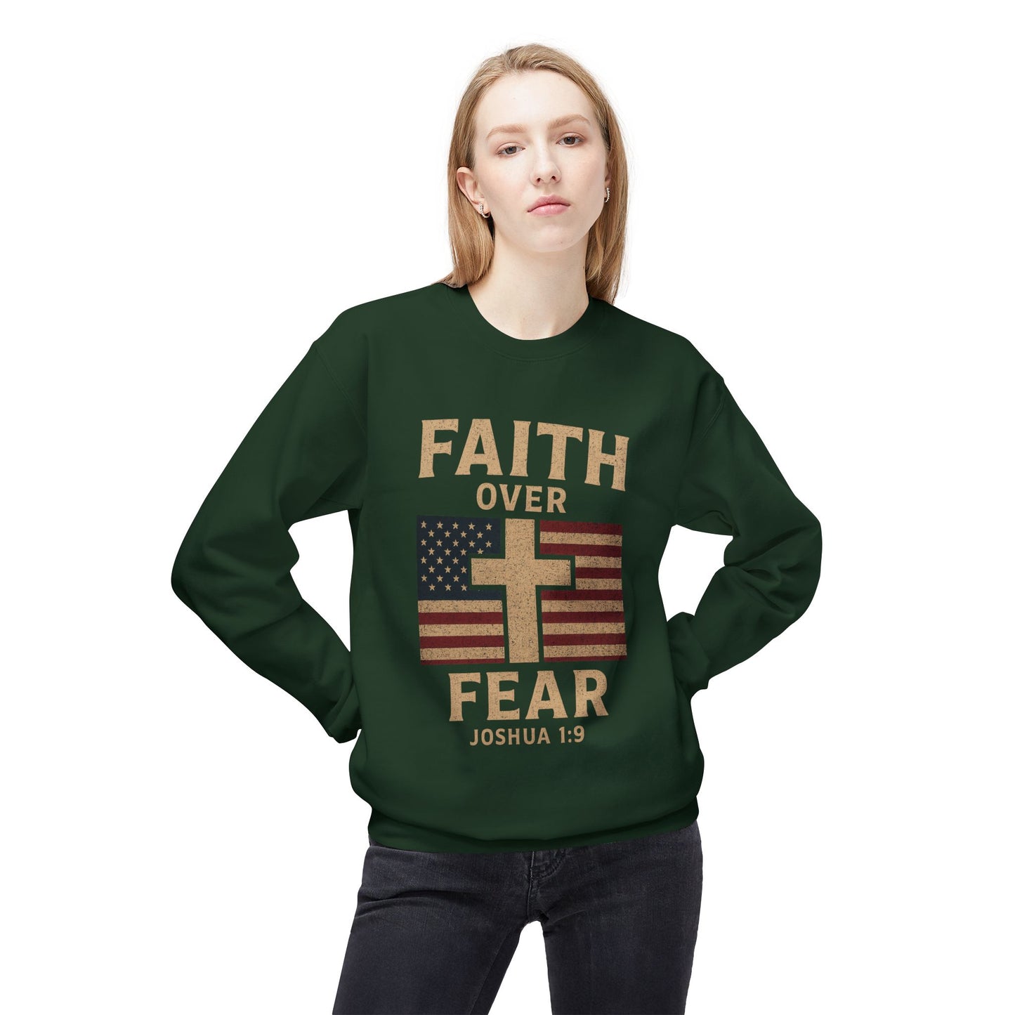 Faith Over Fear Christian Cross Sweatshirt