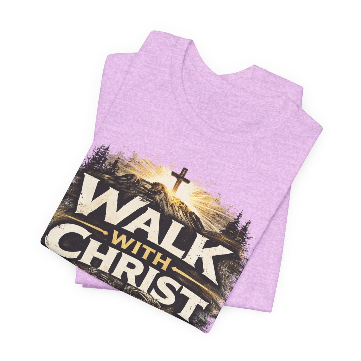 Walk With Christ T-Shirt — Christian Faith Tee with Boots & Cross Design