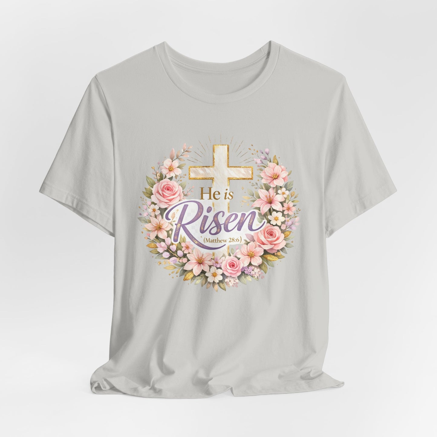 He Is Risen Floral Cross T-Shirt