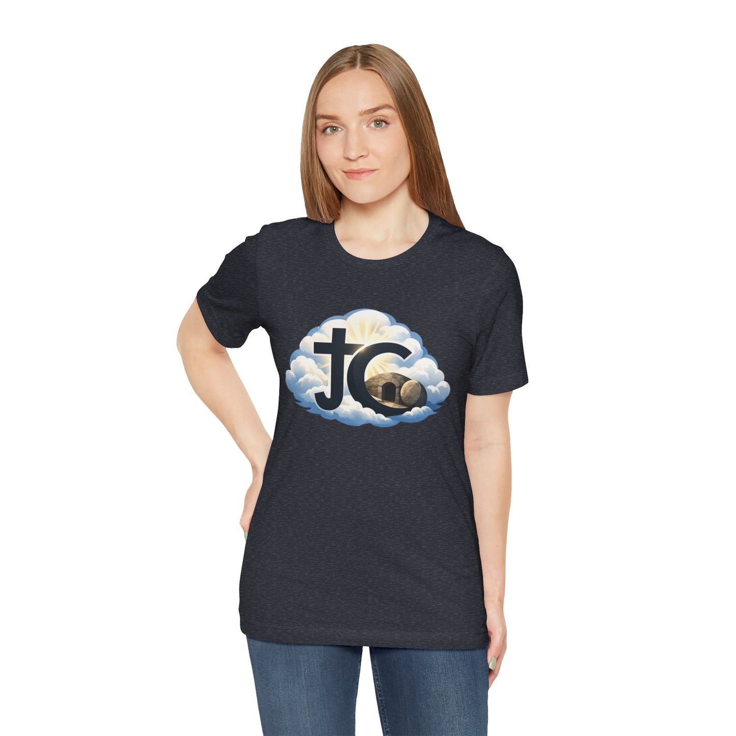 Jesus Christ (JC) Cross Tee — Crucified, Risen & Coming Again