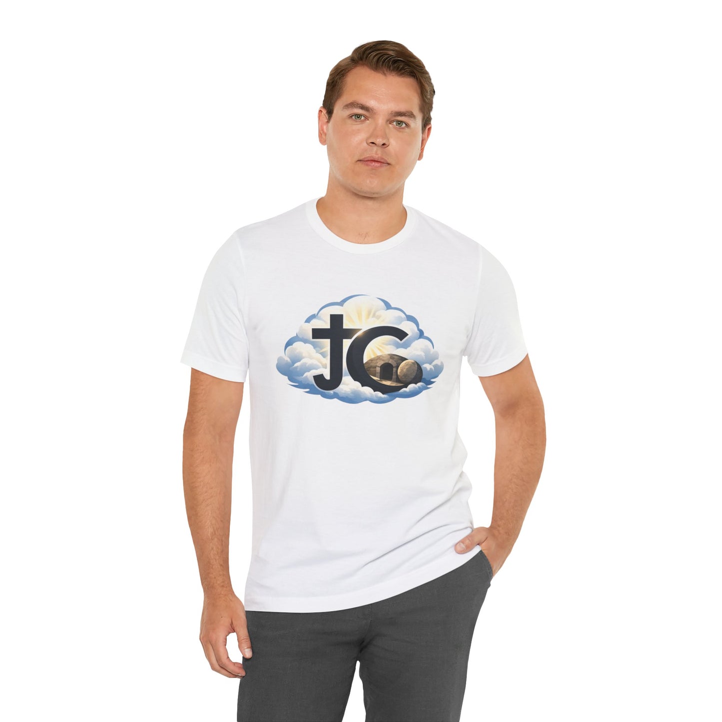 Jesus Christ (JC) Cross Tee — Crucified, Risen & Coming Again