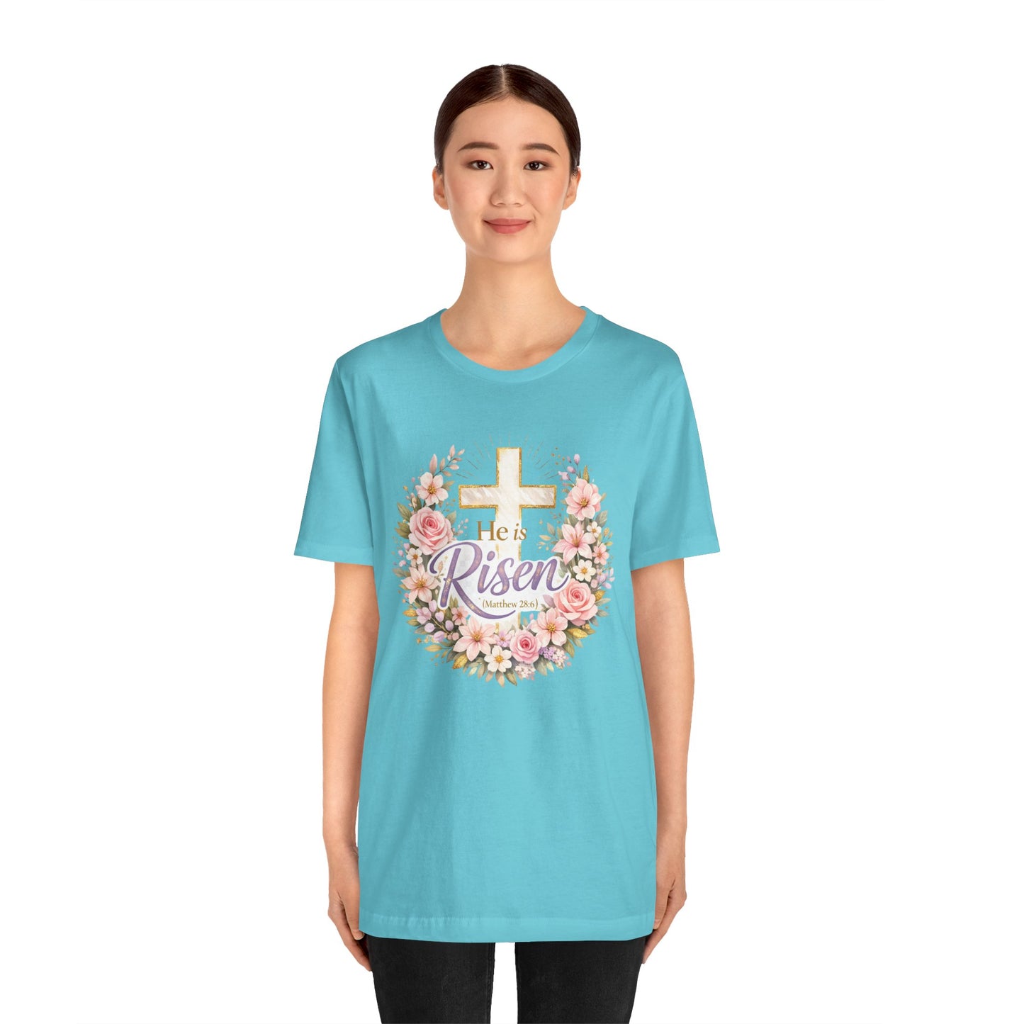He Is Risen Floral Cross T-Shirt