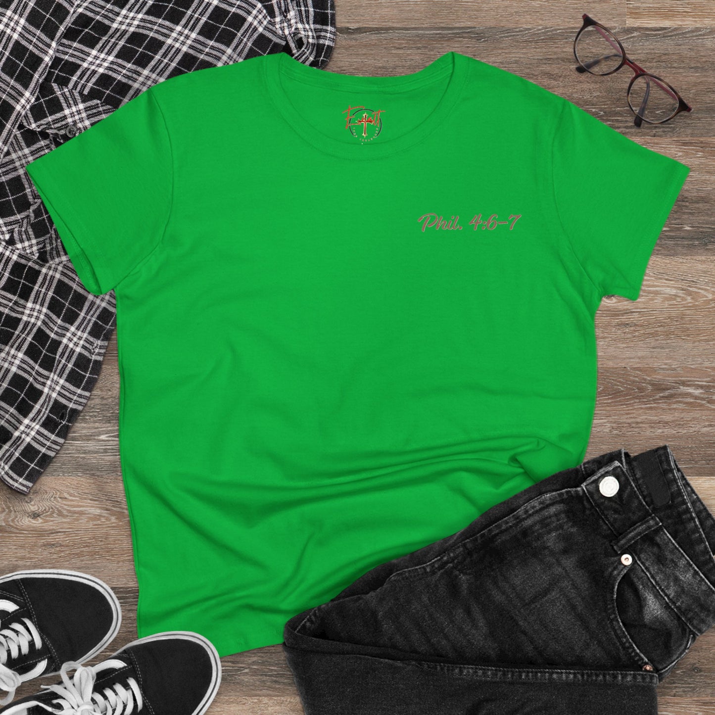 Women's Tee with Heart and Praying Hands Design