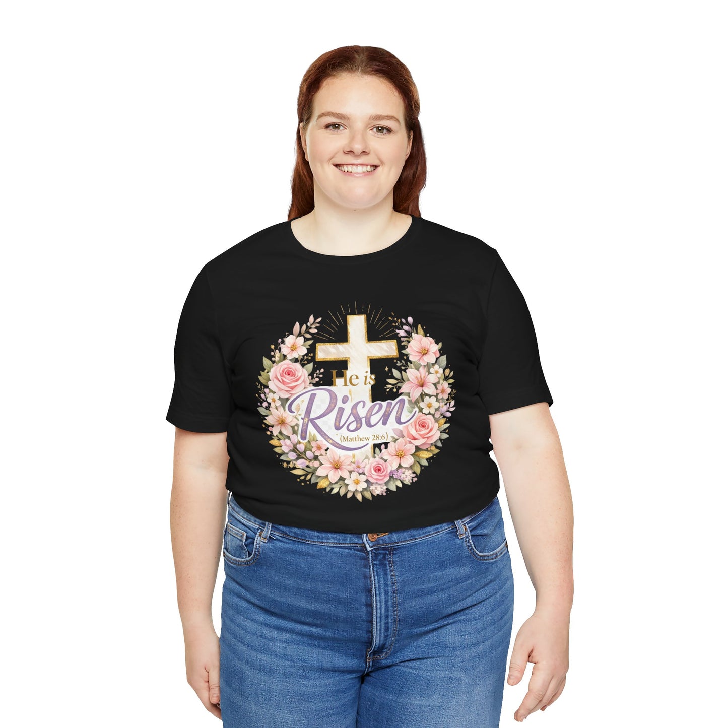 He Is Risen Floral Cross T-Shirt