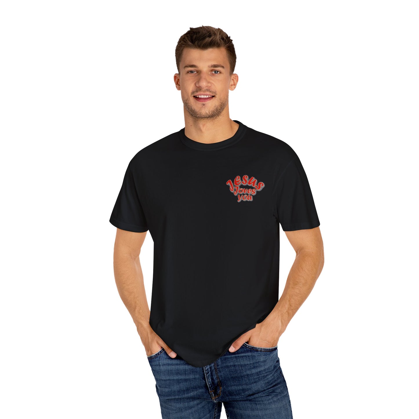 Christian Cross Heart Unisex T-shirt - Jesus Loves You Design