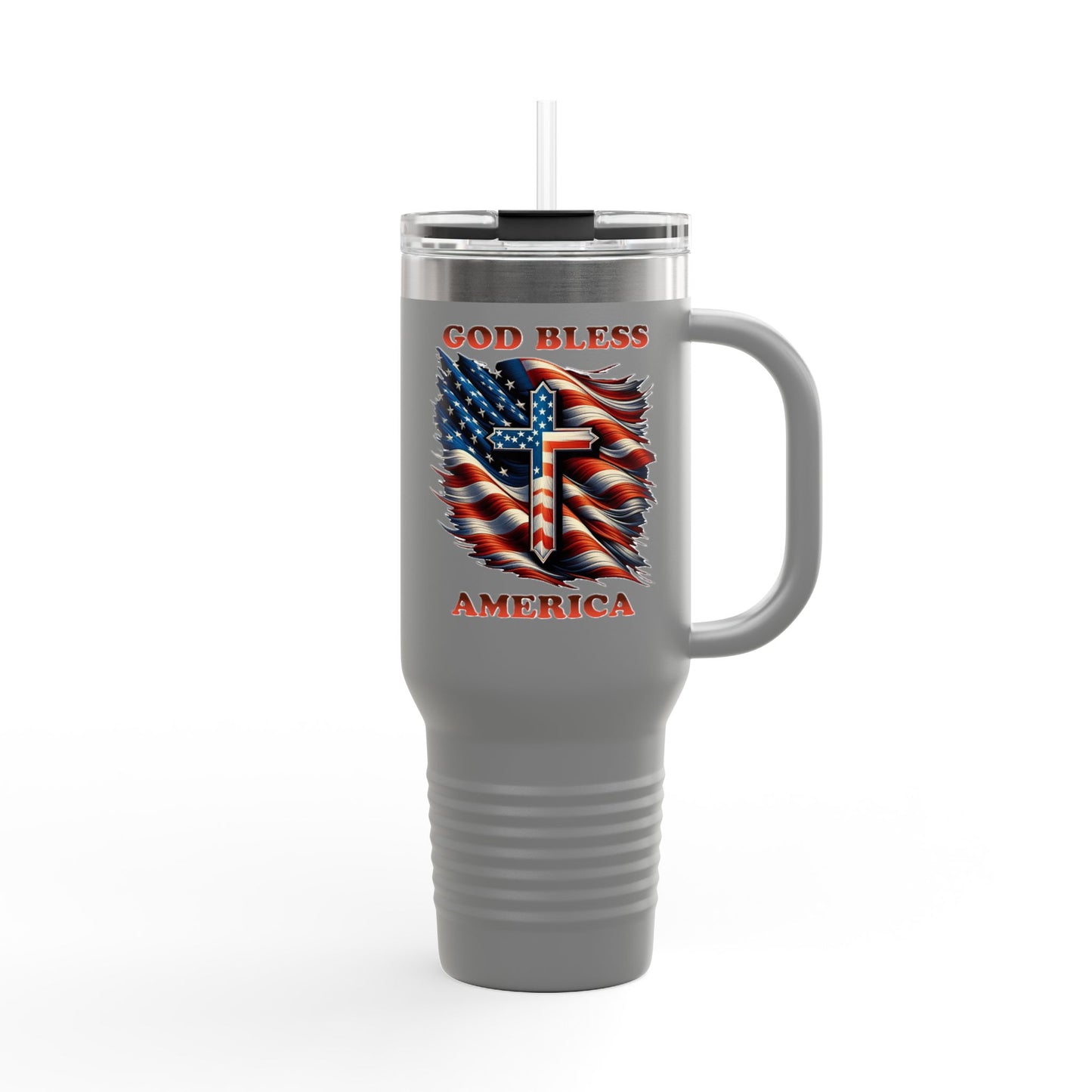 Insulated Travel Mug, 40oz "GOD BLESS AMERICA"