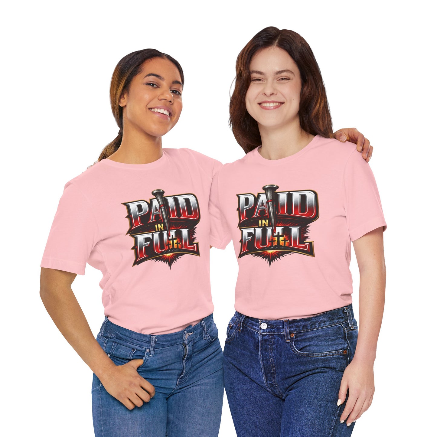Paid In Full Christian Cross T-Shirt — Nail & Triple Cross Graphic