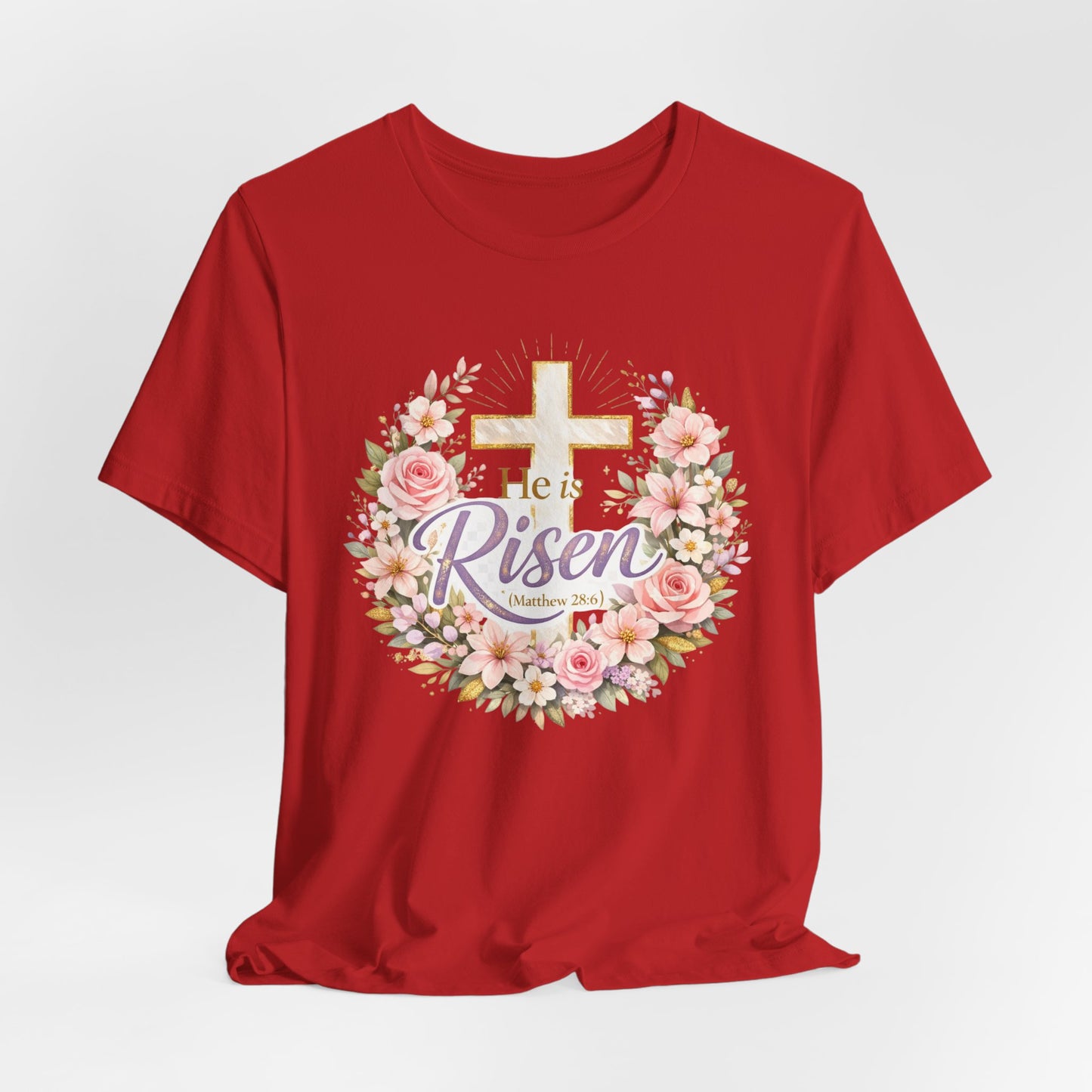 He Is Risen Floral Cross T-Shirt